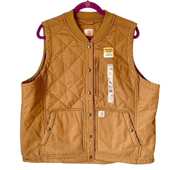 Carhartt Women's Rugged Flex Relaxed Fit Vest, Brown XXL (20) Quilted NEW - Picture 1 of 12